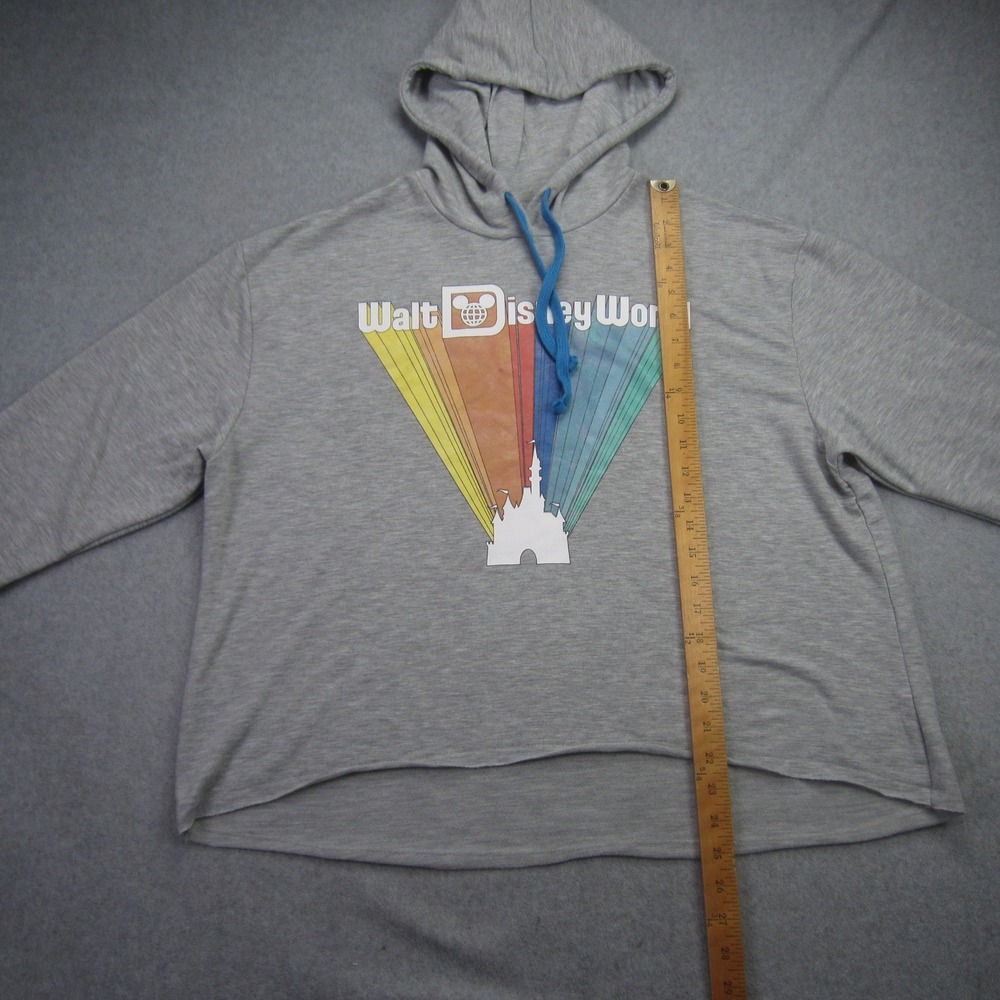 Disney Walt Disney World Hoodie Womens XL Gray Rainbow‎ Graphic Cropped - Picture 8 of 14